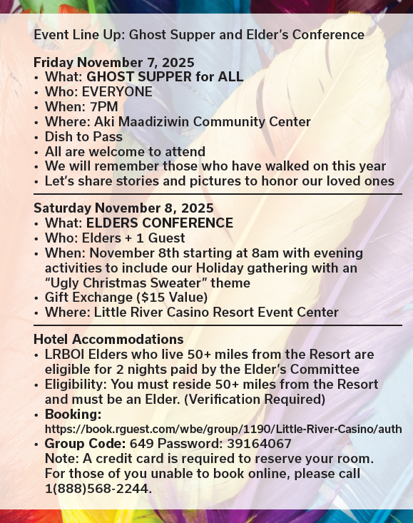 2025 Elder's Weekend Information Nov 7 & 8