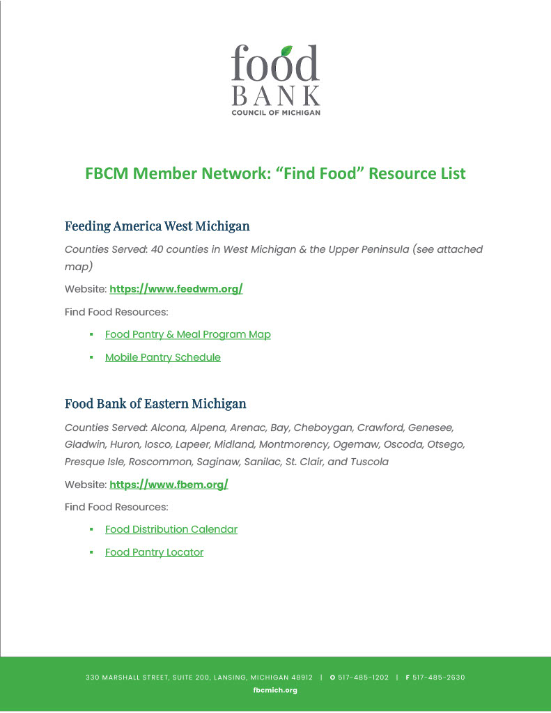 Food Bank Council of Michigan Pg 1