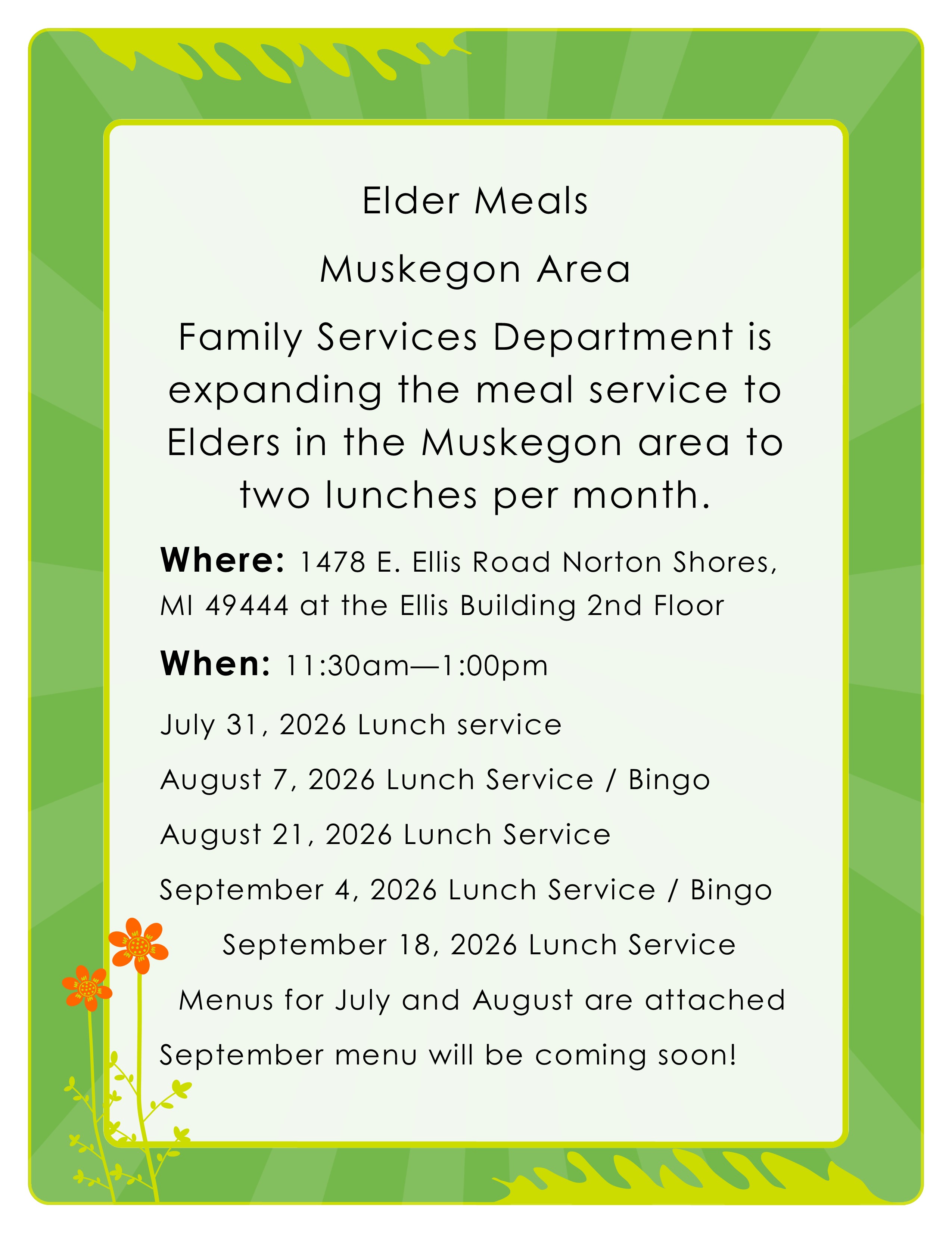 Elder Meals in the Muskegon Area 2026