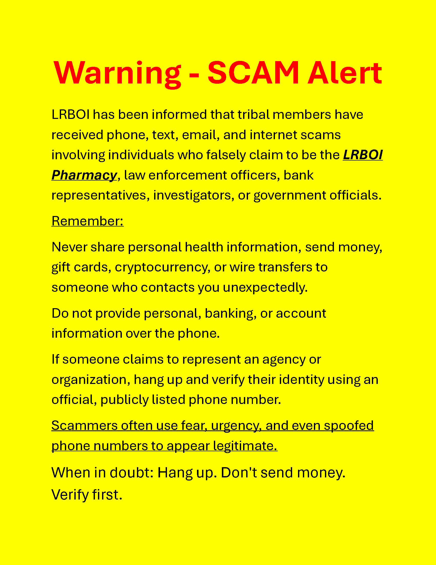 LRBOI Scam Alert