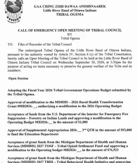Call of Emergency Meeting of Tribal Council by the Tribal Ogema